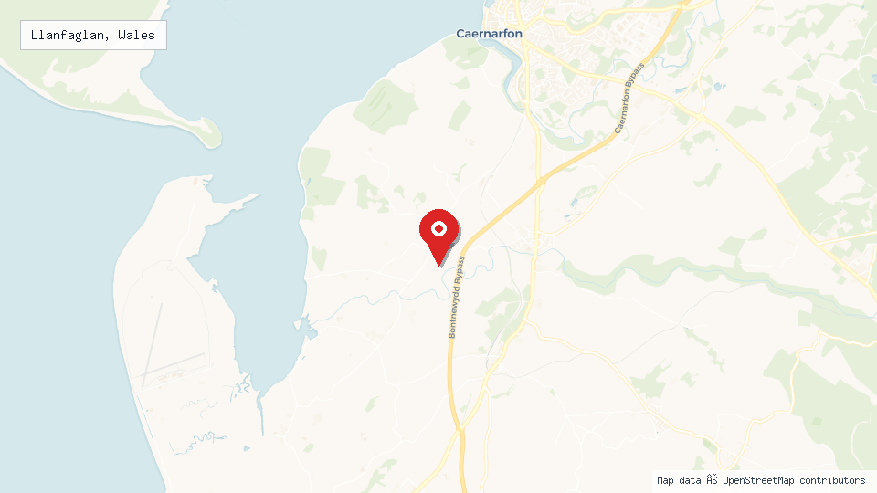 Street map of Llanfaglan, Wales with location pin