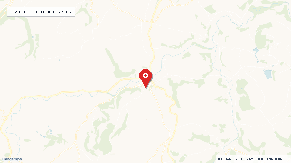 Street map of Llanfair Talhaearn, Wales with location pin