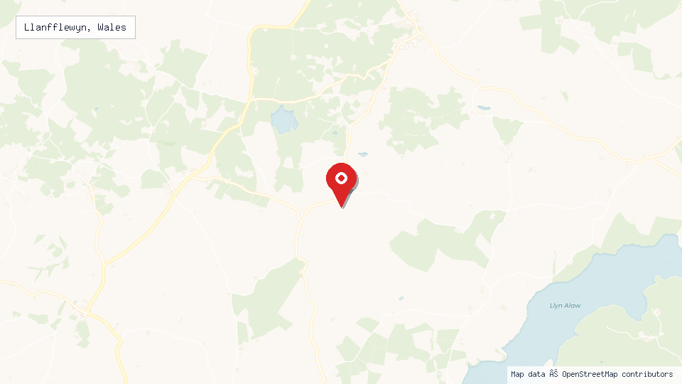Street map of Llanfflewyn, Wales with location pin