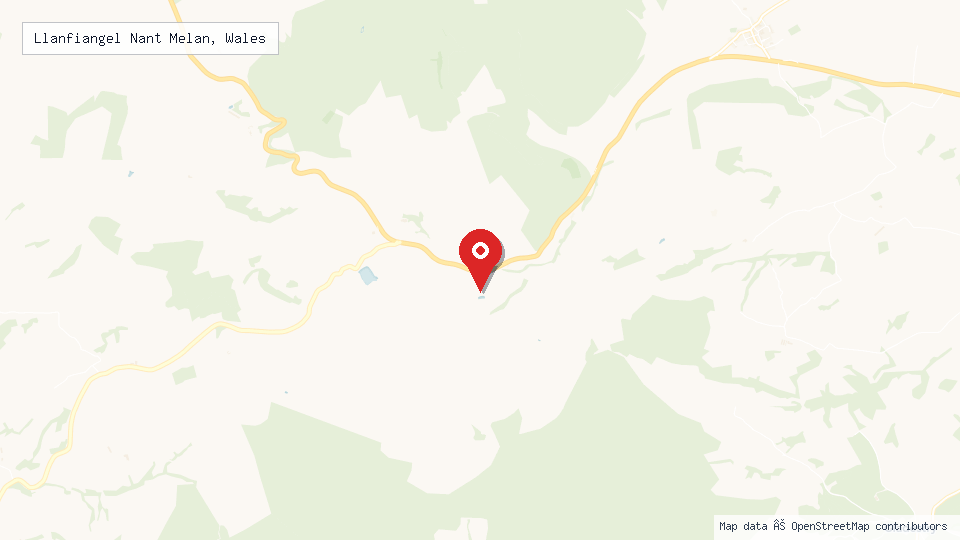 Street map of Llanfiangel Nant Melan, Wales with location pin