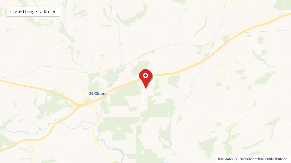 Street map of Llanfihangel, Wales with location pin
