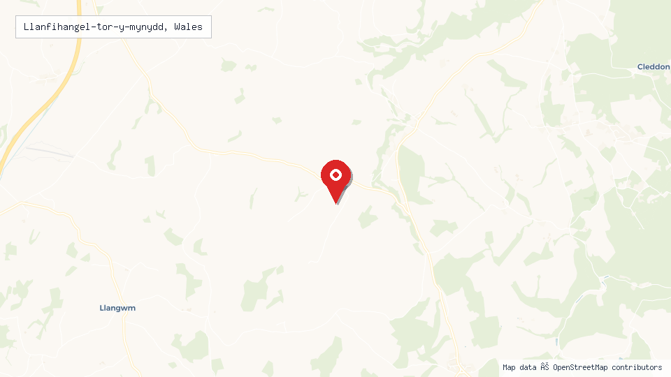 Street map of Llanfihangel-tor-y-mynydd, Wales with location pin