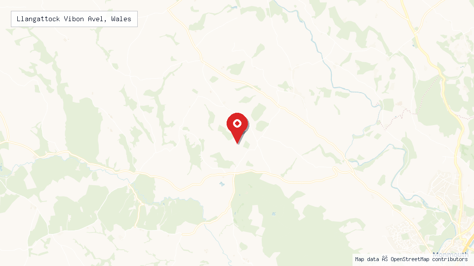 Street map of Llangattock Vibon Avel, Wales with location pin