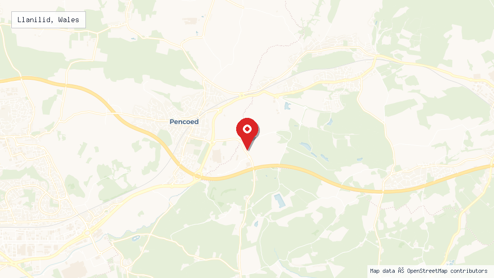 Street map of Llanilid, Wales with location pin