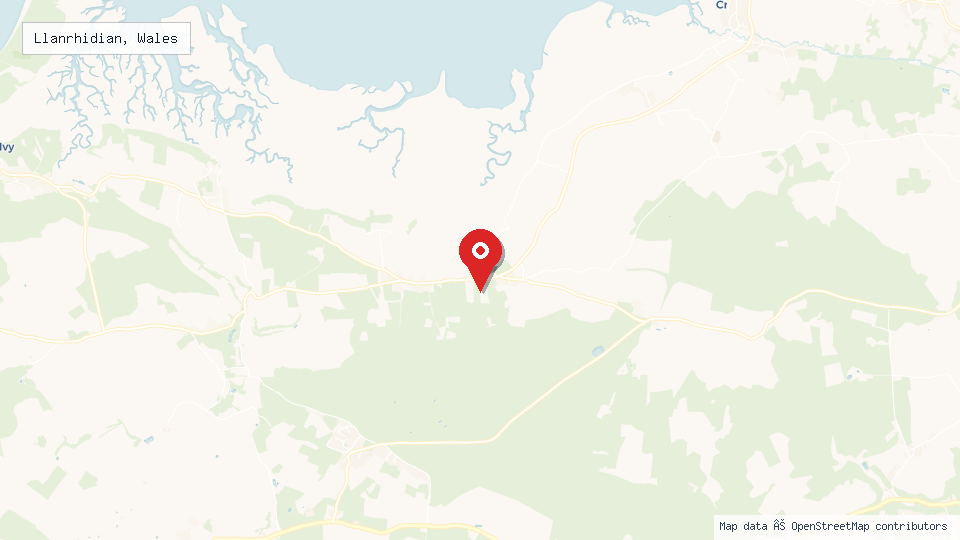Street map of Llanrhidian, Wales with location pin