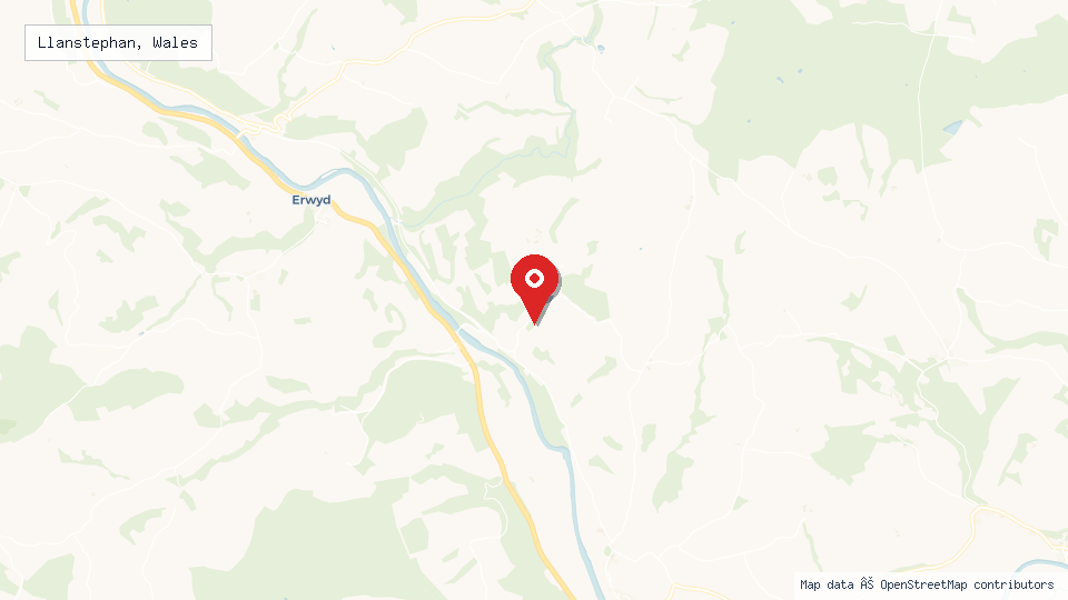 Street map of Llanstephan, Wales with location pin