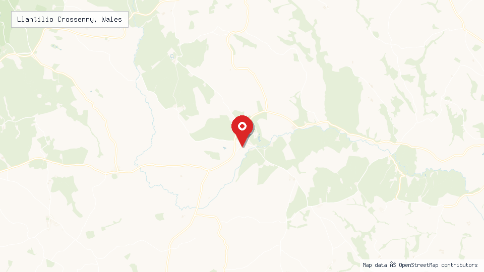 Street map of Llantilio Crossenny, Wales with location pin