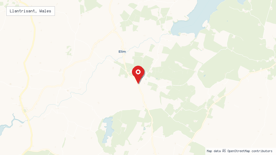 Street map of Llantrisant, Wales with location pin