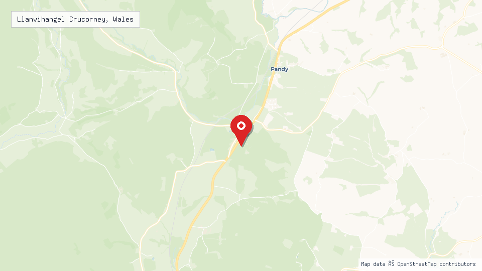 Street map of Llanvihangel Crucorney, Wales with location pin