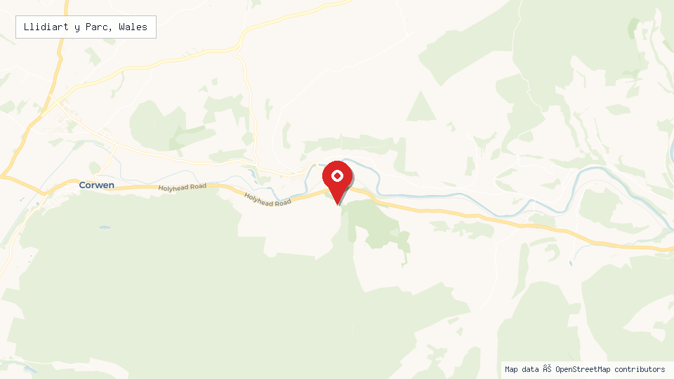 Street map of Llidiart y Parc, Wales with location pin