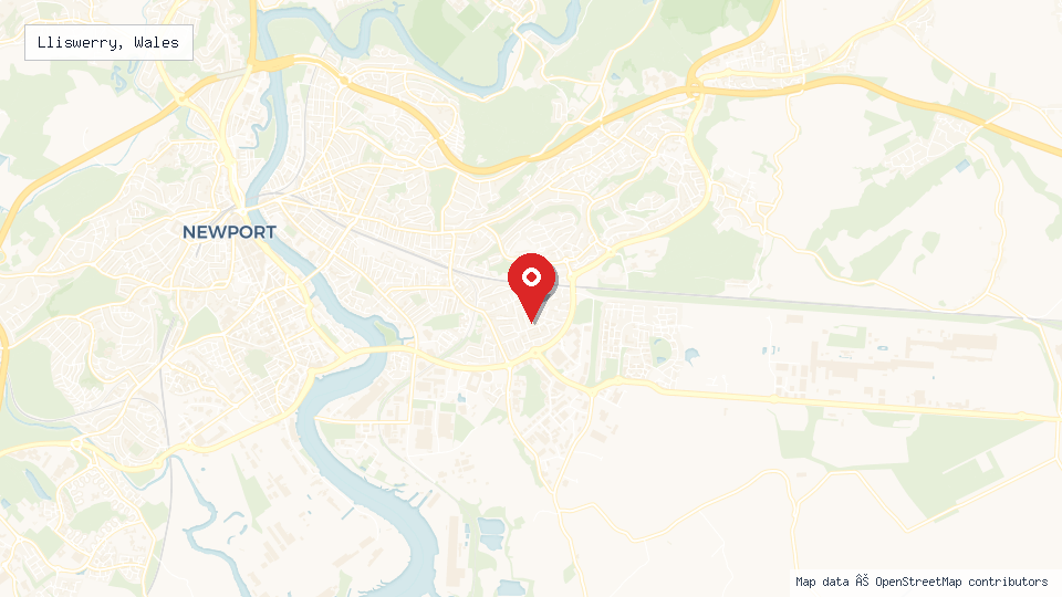 Street map of Lliswerry, Wales with location pin