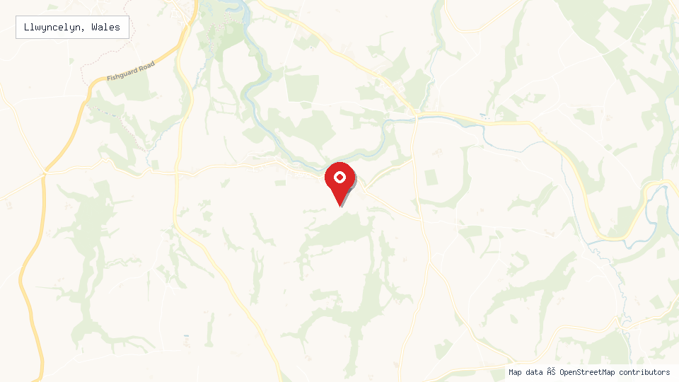 Street map of Llwyncelyn, Wales with location pin