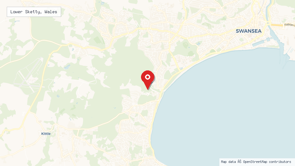 Street map of Lower Sketty, Wales with location pin