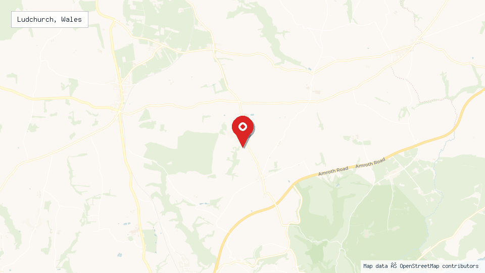 Street map of Ludchurch, Wales with location pin