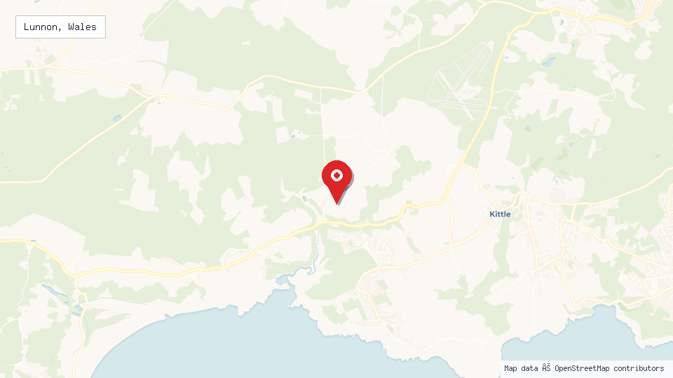 Street map of Lunnon, Wales with location pin