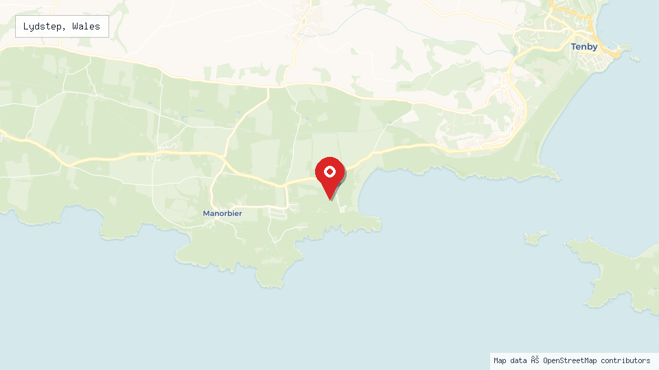 Street map of Lydstep, Wales with location pin