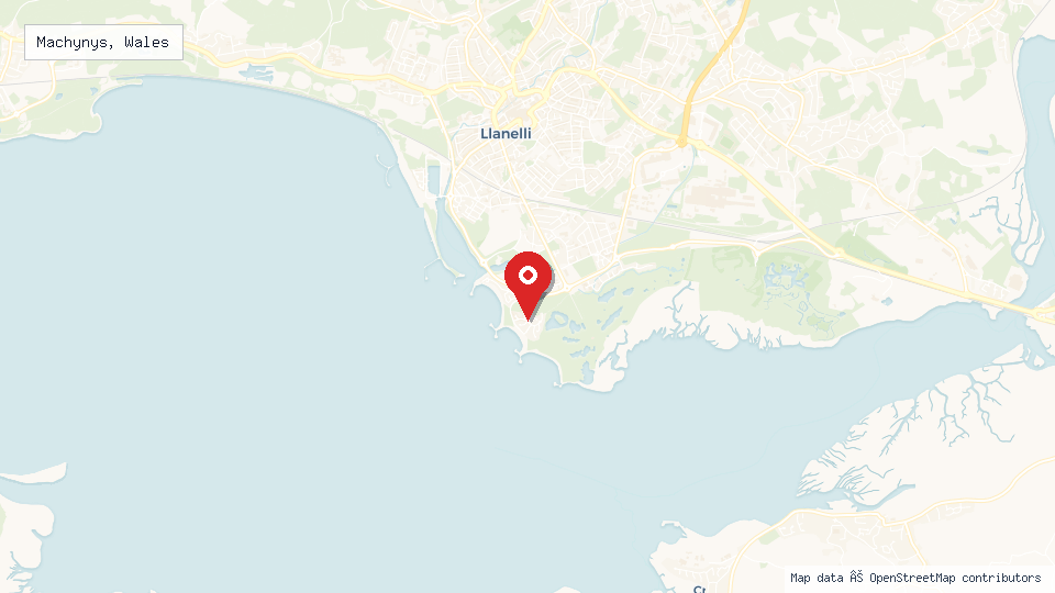 Street map of Machynys, Wales with location pin