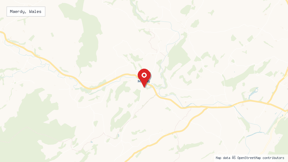 Street map of Maerdy, Wales with location pin