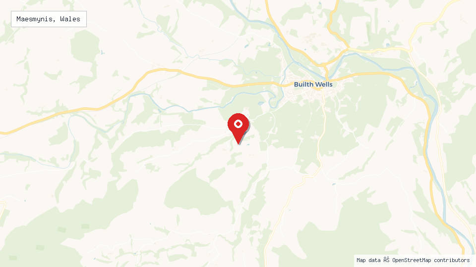 Street map of Maesmynis, Wales with location pin