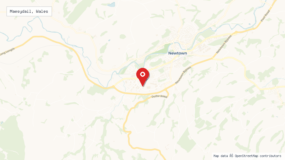 Street map of Maesydail, Wales with location pin