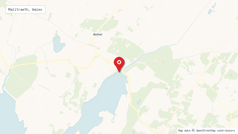 Street map of Malltraeth, Wales with location pin