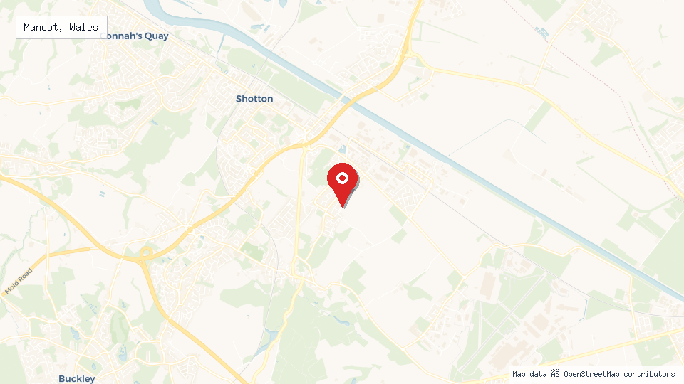 Street map of Mancot, Wales with location pin