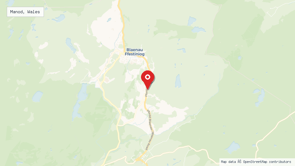 Street map of Manod, Wales with location pin