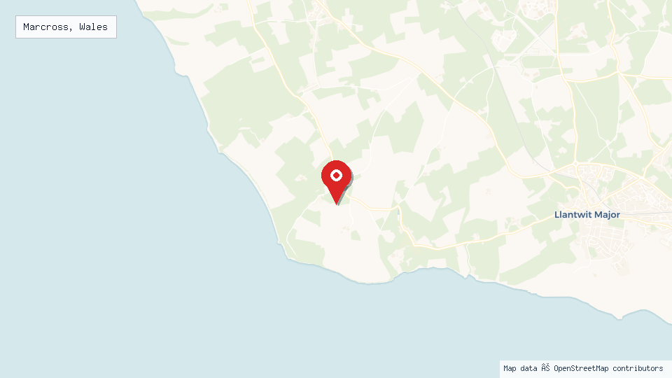Street map of Marcross, Wales with location pin