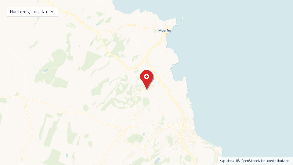 Street map of Marian-glas, Wales with location pin