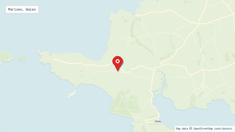 Street map of Marloes, Wales with location pin