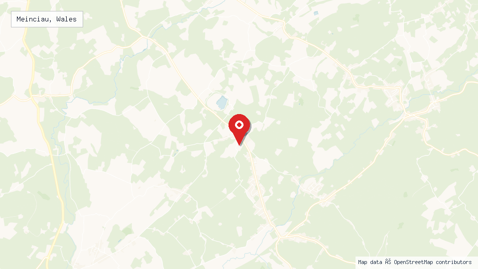 Street map of Meinciau, Wales with location pin