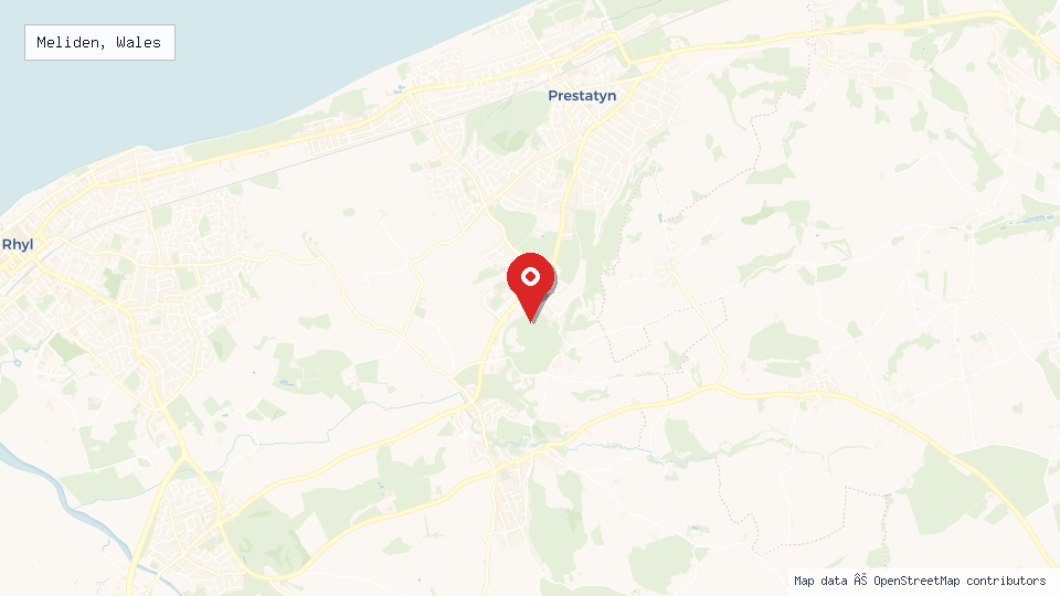 Street map of Meliden, Wales with location pin