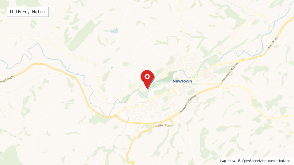 Street map of Milford, Wales with location pin