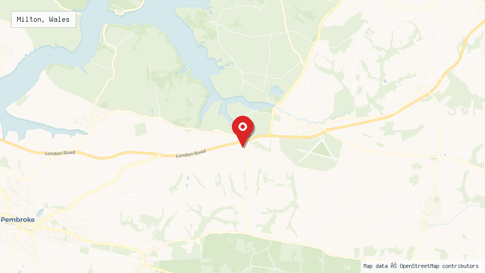 Street map of Milton, Wales with location pin