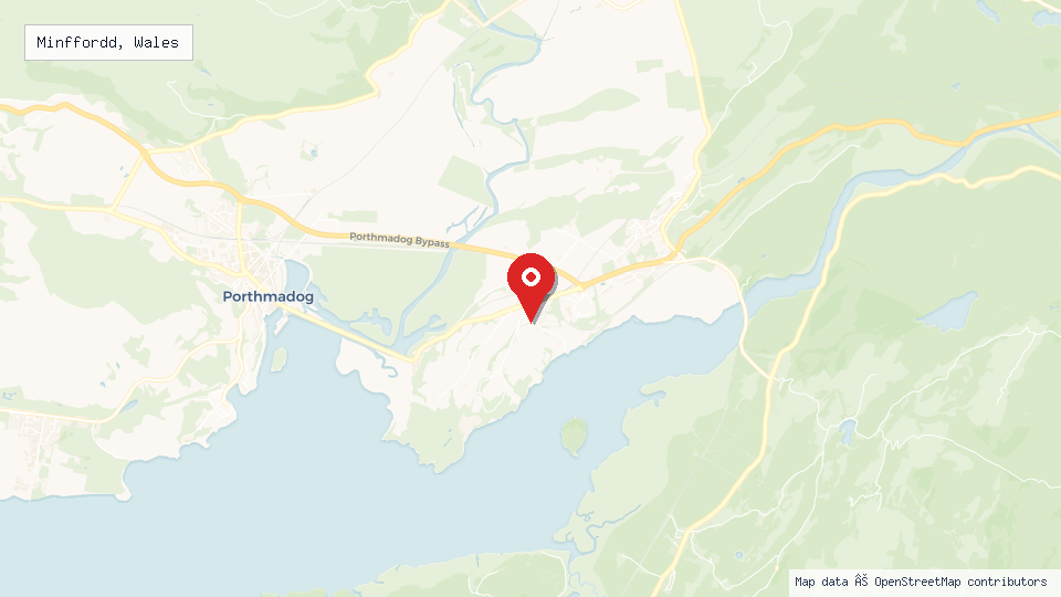 Street map of Minffordd, Wales with location pin