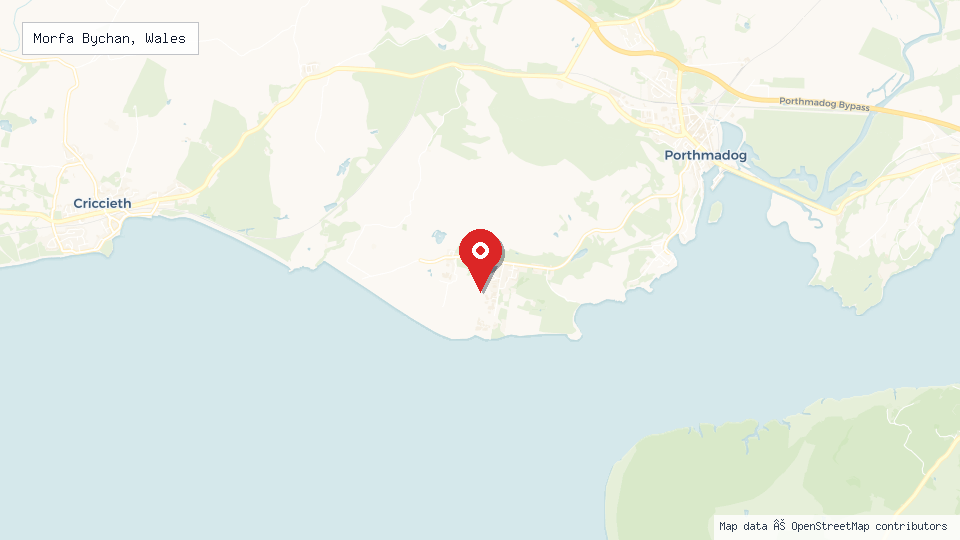 Street map of Morfa Bychan, Wales with location pin