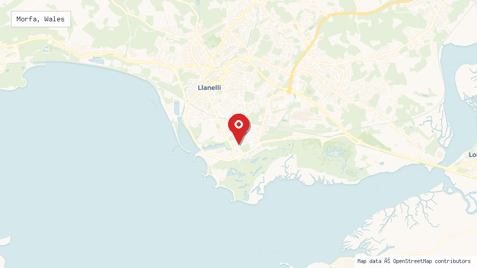 Street map of Morfa, Wales with location pin
