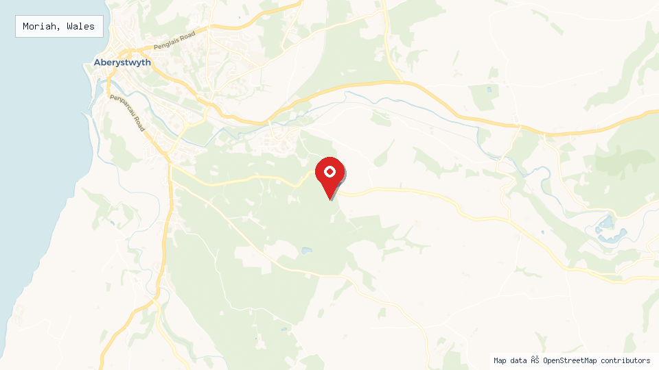 Street map of Moriah, Wales with location pin