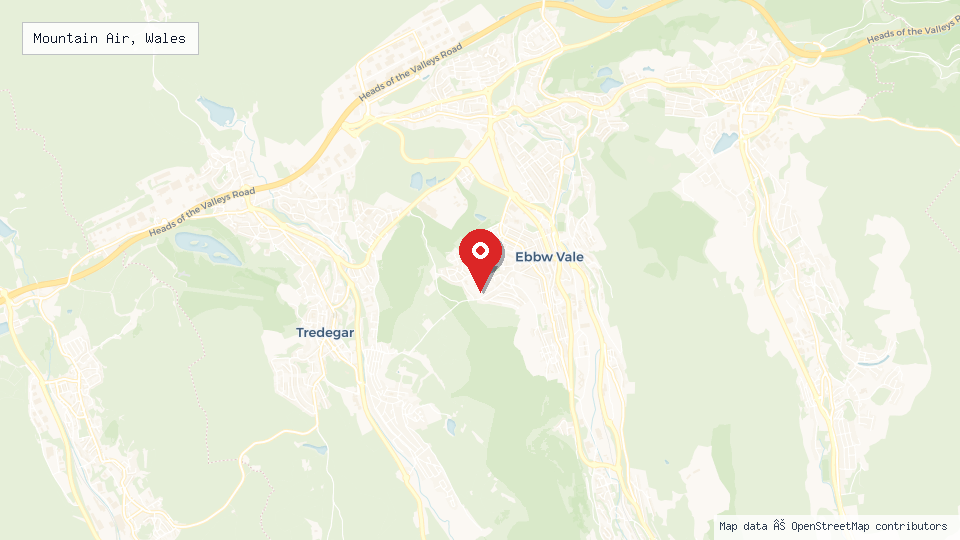 Street map of Mountain Air, Wales with location pin