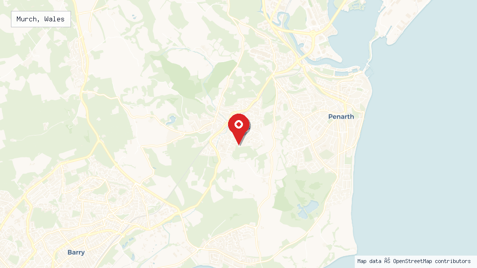 Street map of Murch, Wales with location pin