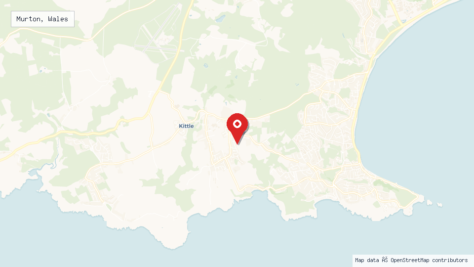 Street map of Murton, Wales with location pin
