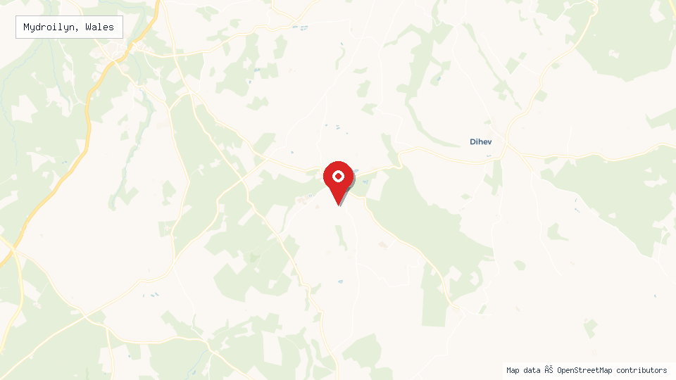 Street map of Mydroilyn, Wales with location pin