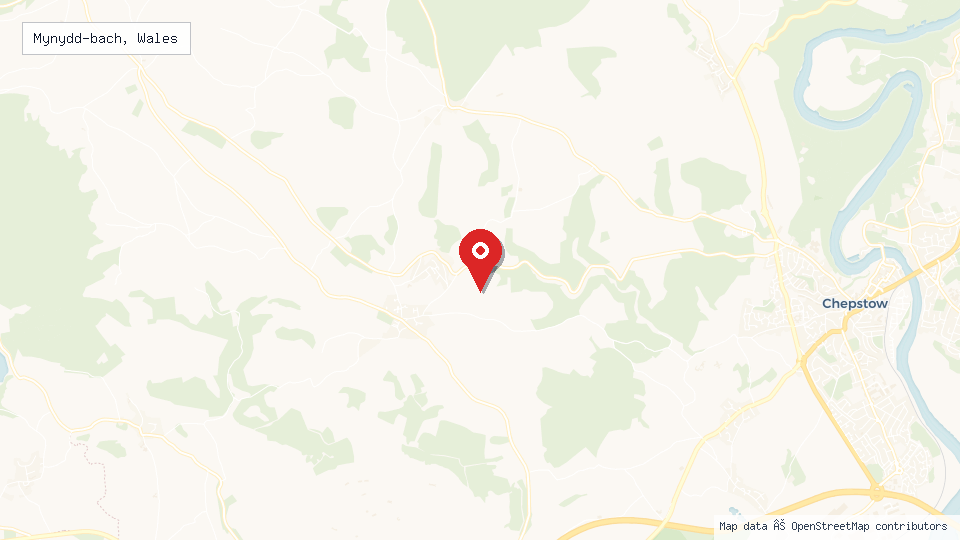 Street map of Mynydd-bach, Wales with location pin