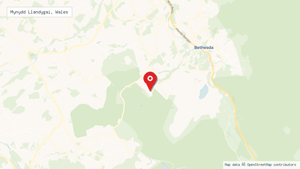 Street map of Mynydd Llandygai, Wales with location pin