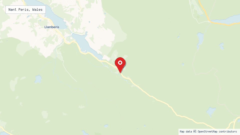Street map of Nant Peris, Wales with location pin