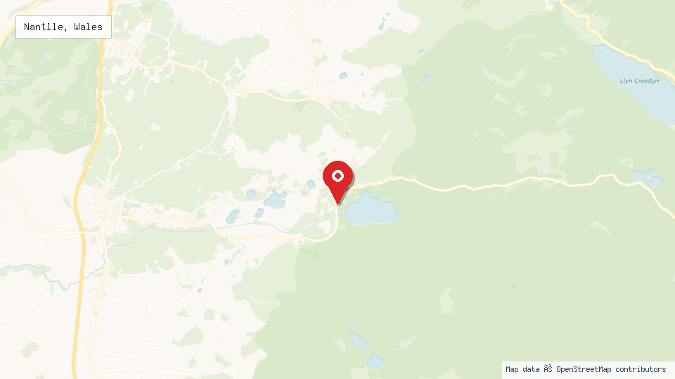 Street map of Nantlle, Wales with location pin
