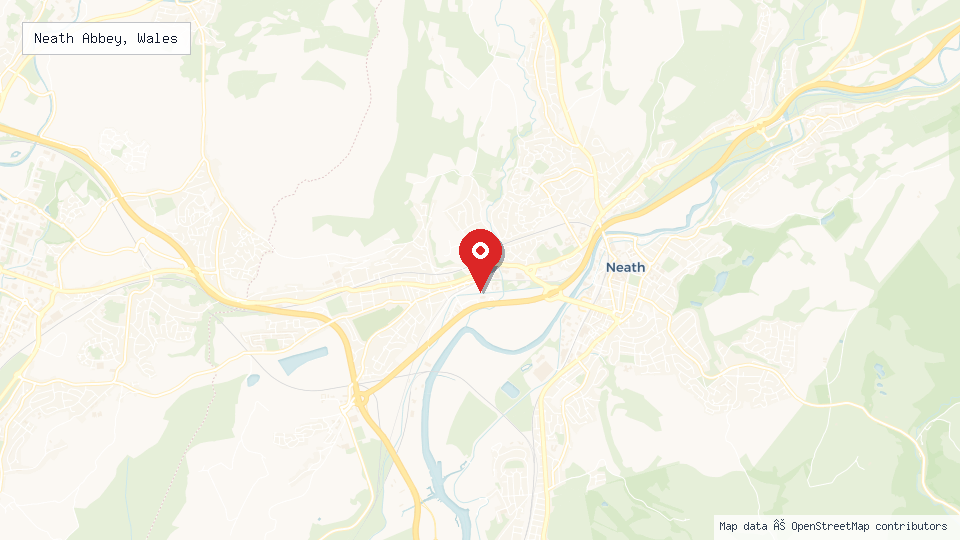 Street map of Neath Abbey, Wales with location pin
