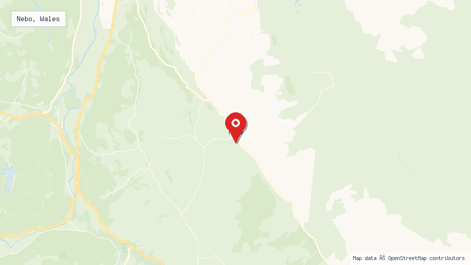Street map of Nebo, Wales with location pin