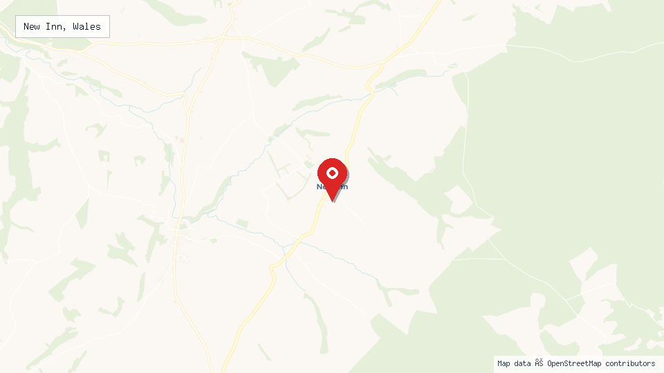 Street map of New Inn, Wales with location pin