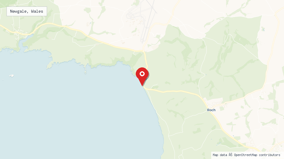 Street map of Newgale, Wales with location pin